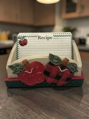 EUC Vintage Applejack Ingleman Designs Porcelain Recipe Card Box W/ Unused Cards